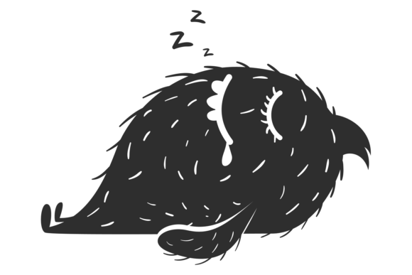 Sleeping Monster Black Silhouette. Funny Review